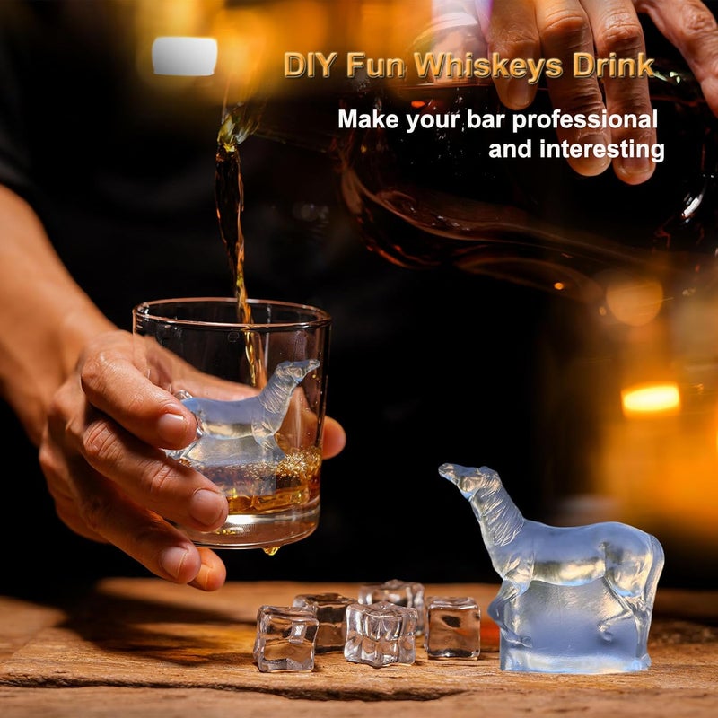 SIUPER 3D Horse Ice Cube Trays - Silicone Mold for Cocktail, Bar; Fun Animal Shape Large Horse Gift Pack of 2 - Image 3